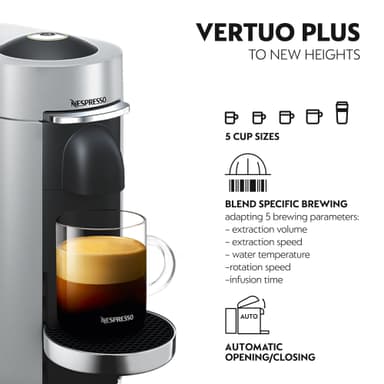 NESPRESSO® VertuoPlus Deluxe kapselikeitin, DeLonghi ENV155S (hopea)