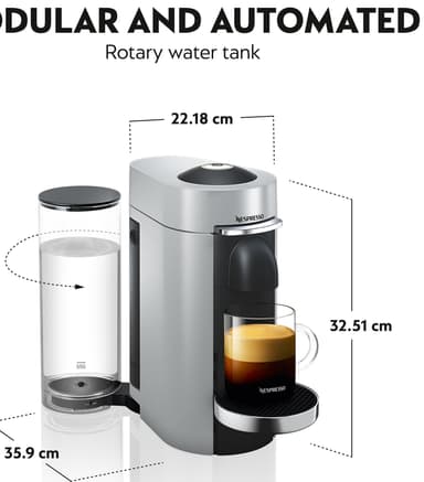NESPRESSO® VertuoPlus Deluxe kapselikeitin, DeLonghi ENV155S (hopea)