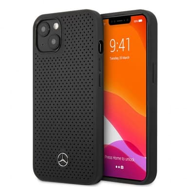 Mercedes Benz iPhone 13 Kuori Logo Perforoitu Musta