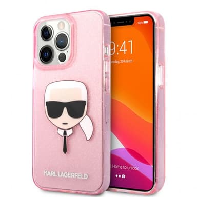 Karl Lagerfeld iPhone 13 Pro Max Kuori Full Glitter Vaaleanpunainen