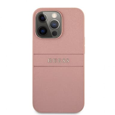 Guess iPhone 13 Pro Max Kuori Hot Stamp Metal Logo Vaaleanpunainen