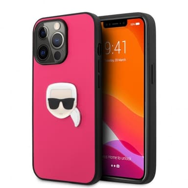 Karl Lagerfeld iPhone 13 Pro Kuori Metal Logo Vaaleanpunainen