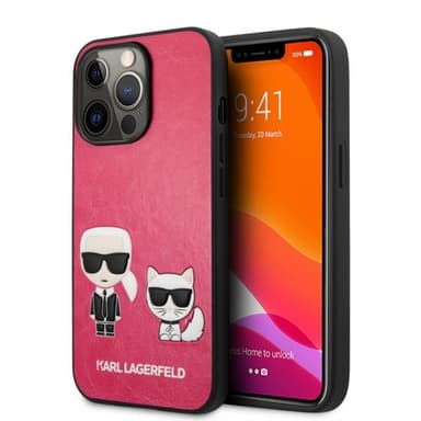 Karl Lagerfeld iPhone 13 Pro Kuori Karl & Choupette Embossed Fuschia