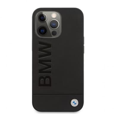 BMW iPhone 13 Pro Max Kuori Hot Stamp Metal Logo Musta