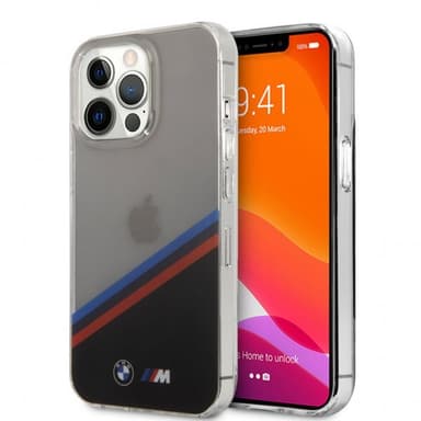 BMW iPhone 13 Pro Max Kuori Tricolor Stripe Läpinäkyvä Musta