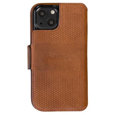 Krusell iPhone 13 Kotelo Leather PhoneWallet Cognac