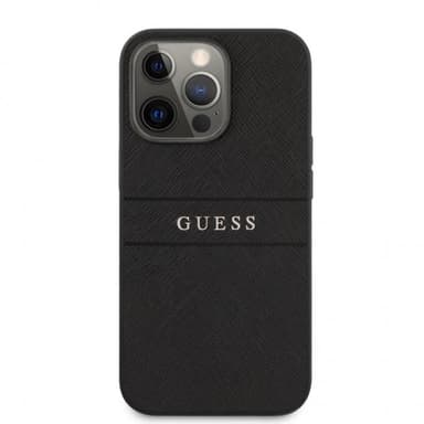 Guess iPhone 13 Pro Kuori Hot Stamp Metal Logo Musta