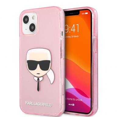 Karl Lagerfeld iPhone 13 Mini Kuori Full Glitter Vaaleanpunainen