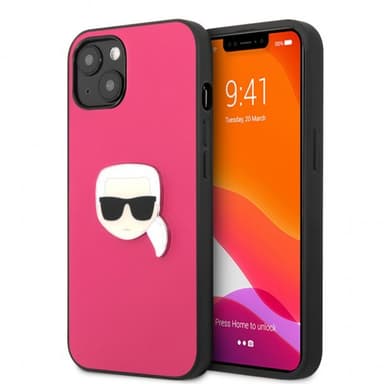 Karl Lagerfeld iPhone 13 Mini Kuori Metal Logo Vaaleanpunainen