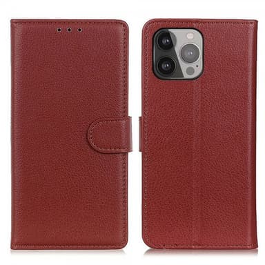 Nordic Covers iPhone 13 Pro Max Kotelo Litchi Ruskea