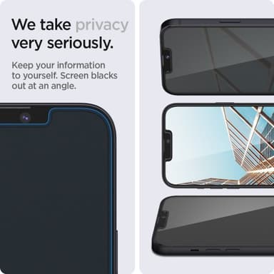 Spigen iPhone 13/iPhone 13 Pro/iPhone 14 Näytönsuoja GLAS.tR EZ Fit Privacy 2-Pakkaus