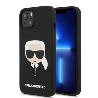 Karl Lagerfeld iPhone 13 Mini Kuori Liquid Silicone Musta