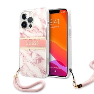 Guess iPhone 13 Pro Max Kuori Marble Design Stripe Vaaleanpunainen