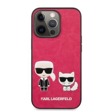 Karl Lagerfeld iPhone 13 Pro Kuori Karl & Choupette Embossed Fuschia