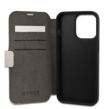 Guess iPhone 13 Pro Kotelo Metal Logo Vaaleanpunainen