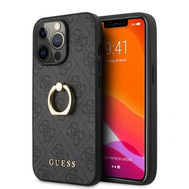 Guess iPhone 13 Pro Kuori Ring Stand Harmaa