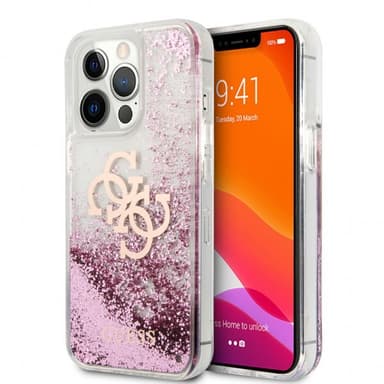 Guess iPhone 13 Pro Max Kuori Liquid Glitter Vaaleanpunainen