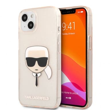 Karl Lagerfeld iPhone 13 Kuori Full Glitter Kulta