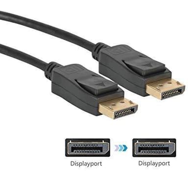 NÖRDIC 3 m Displayport–Displayport Kaapeli ver 1,4, UHD 8K 60 Hz, 32,4 Gb/s, 10-bittinen HDR, kaksoissuojattu, puhdasta kuparia 99,99 %