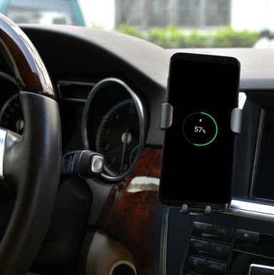 NÖRDIC Qi sertifioitu 10 W langaton laturi autoon, LED-merkkivalo, iPhone ja Android