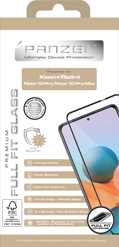 Panzer Full-Fit Xiaomi Redmi Note 10 Pro/Pro Max näytönsuoja