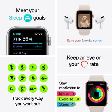 Apple Watch SE 40 mm GPS (kultainen alu./tähtivalkea sport-ranneke)