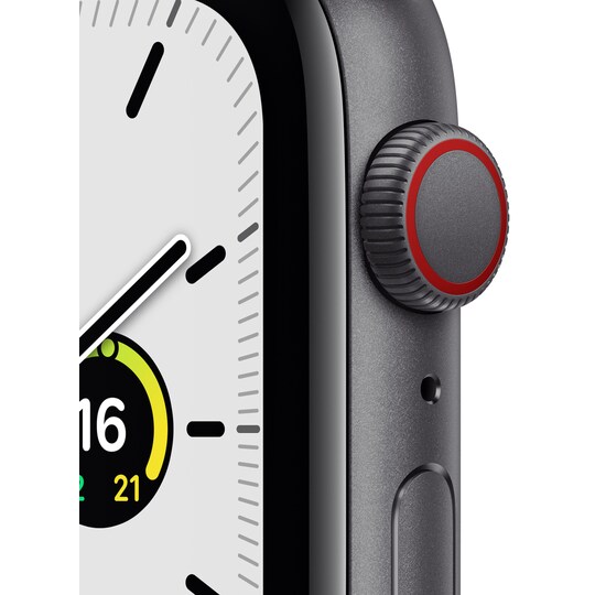 Apple Watch SE 44 mm LTE (harmaa alu./tornadoharmaa sport-ranneke)