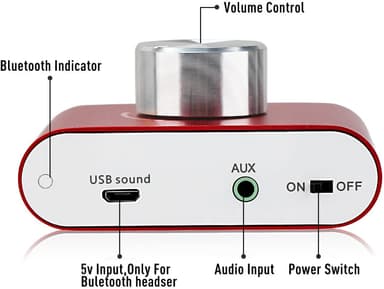 Nördic Bluetooth 5.0 Stereovahvistin Digitaalinen audiovahvistin 2x50w aux / USB / BT Red
