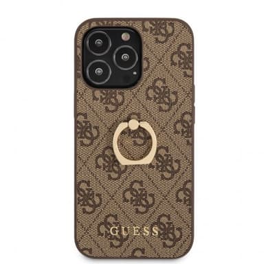Guess iPhone 13 Pro Kuori Ring Stand Ruskea
