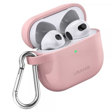 USAMS AirPods 3 Kuori Karbiinihaalla Vaaleanpunainen