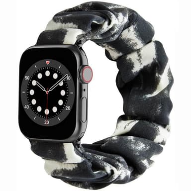Scrunchie elastinen rannekoru Apple Watch 6 (44mm) - Tummanharmaa/valk