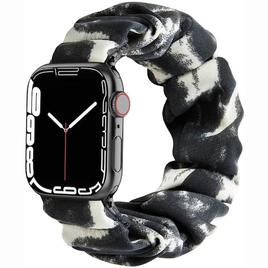 Scrunchie elastinen rannekoru Apple Watch 7 (41mm) - Tummanharmaa/valk