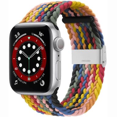 Punottu elastinen rannekoru Apple watch 6 (44mm) - light rainbow