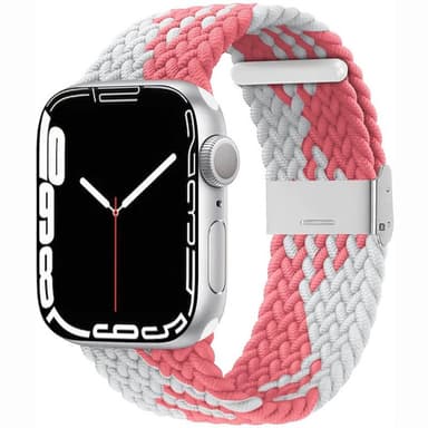 Punottu elastinen rannekoru Apple Watch 7 (45mm) - pinkwhite