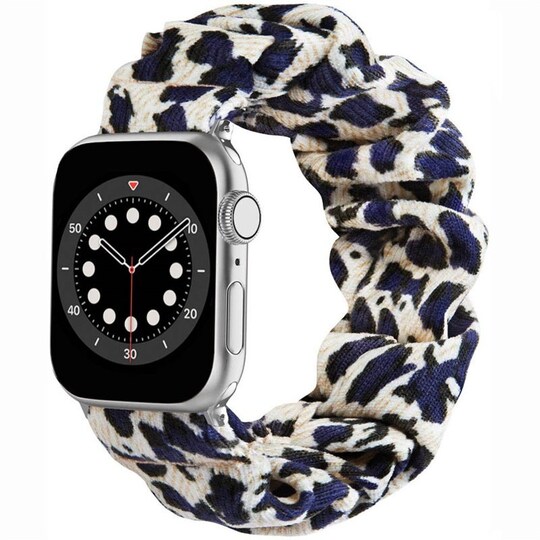 Scrunchie elastinen rannekoru Apple Watch 6 (44mm) - Leopardi Sininen