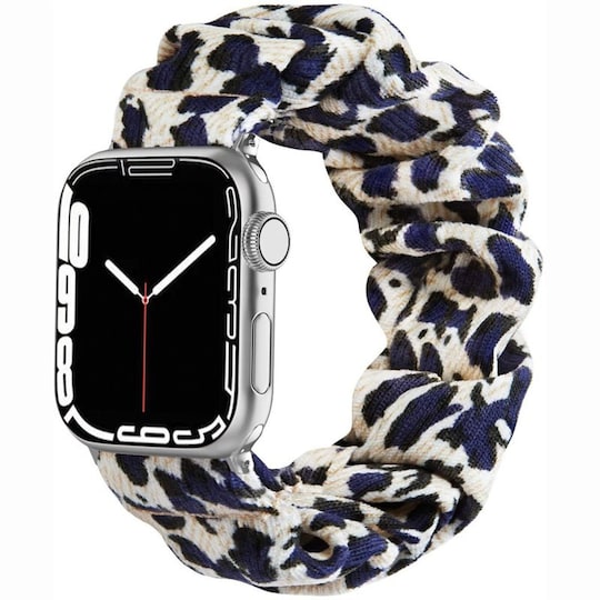 Scrunchie elastinen rannekoru Apple Watch 7 (41mm) - Leopardi Sininen
