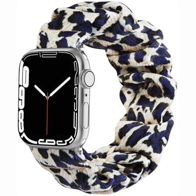 Scrunchie elastinen rannekoru Apple Watch 7 (41mm) - Leopardi Sininen