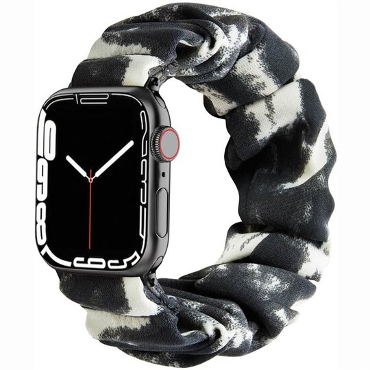 Scrunchie elastinen rannekoru Apple Watch 7 (45mm) - Tummanharmaa/valk