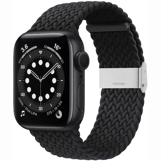 Punottu elastinen rannekoru Apple watch 6 (44mm) - musta