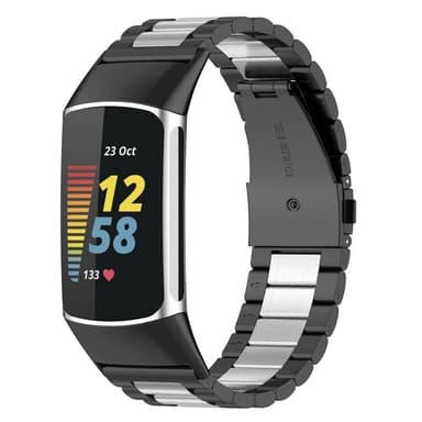 Rannekoru ruostumatonta terästä Fitbit Charge 5 - Musta/hopea