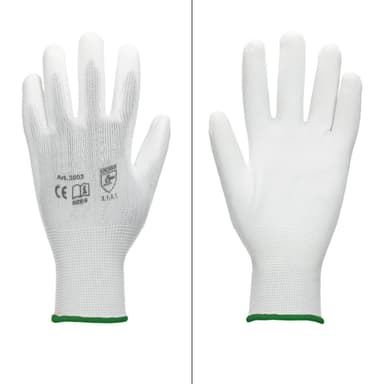 ECD Germany 72 paria PU työkäsineitä, koko 11-XXL, väri valkoinen, mekaniikka