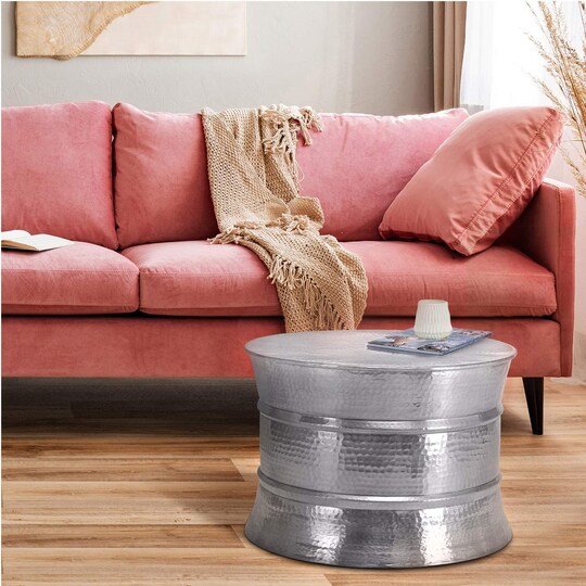 WOMO-DESIGN sohvapöytä olohuoneen sohvapöytä alumiini Ø 62x33 cm hopea