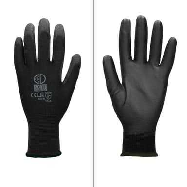 ECD-120 Germany pari PU-työkäsineitä, koko 10-XL, Väri Musta, mekaanikko