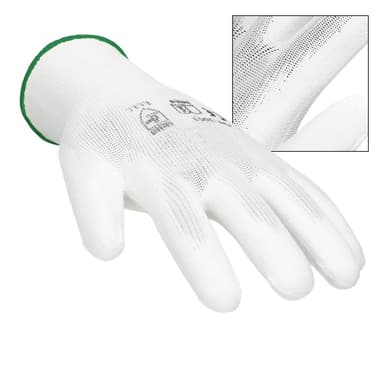ECD Germany 144 paria PU työkäsineitä, koko 11-XXL, väri valkoinen, mekaniikka