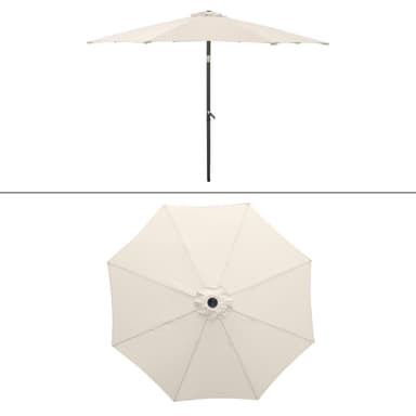 ECD-Germany Alu sateenvarjo kerma Ø 300 cm pyöreä LED auringon valaistus ja