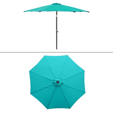 ECD-Germany Alu sateenvarjo Turquoise Ø 300 cm pyöreä LED auringon valaistus ja