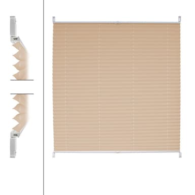 ECD Germany laskostettu kaihtimet 60 x 200 cm - kerma - Klemmfix - EasyFix -