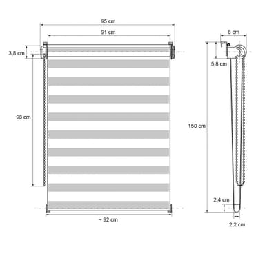ECD Germany kaksoisrullo 95 x 150 cm - vihreä-harmaa-valkoinen - Klemmfix -