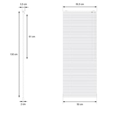 ECD Germany Alumiinikaihtimet 50 x 130 cm - Valkoinen - alumiinilamelleja -