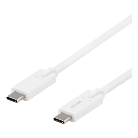 DELTACO USB-C-USB-C-kaapeli, 5Gbit / s, 5A, 2M, valkoinen
